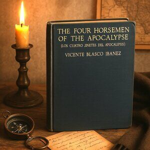 Antique WWI Novel The Four Horsemen Decor Book  Blasco Ibáñez Dark Academia 1918